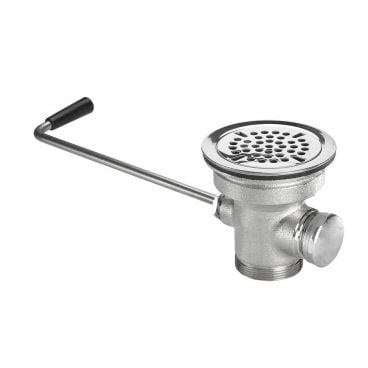 Krowne 22-204 Stainless Steel Twist Handle Waste Valve With Overflow Outlet, 3.5" Sink Opening