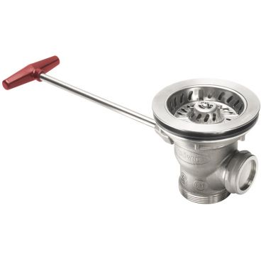 Krowne 22-850 Stainless Steel Rotary Waste Drain For 3 1/2" Sink Opening With Stainless Steel Ball Valve And 1 1/4" Overflow Outlet With Cap