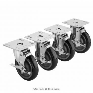 Krowne 28-116S Ultra Low Profile Universal Plate Casters with 3" Wheels
