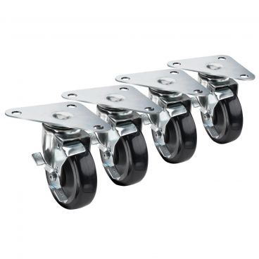 Krowne 28-161S 5" Wheel Heavy Duty Swivel Plate Casters with Lock, 500 lb Load Capacity Per Caster