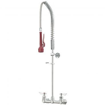 Krowne DX-108 Diamond Series 35" High Wall-Mount 8" Center Pre-Rinse Unit With 1.15 GPM Dual Spray Technology Spray Head And 44" Hose