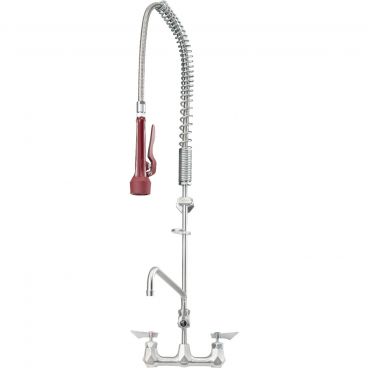 Krowne DX-109 Diamond Series 35" High Wall-Mount 8" Center 12" Swing Spout Add-On Faucet Pre-Rinse Unit With 1.15 GPM Dual Spray Technology Spray Head And 44" Hose