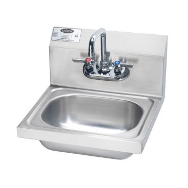 Krowne HS-2L Wall Mount 16" Wide Standard Stainless Steel Hand Sink, 4" OC Splash Mount Low-Lead Faucet And 6" Deep Bowl