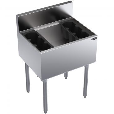 Krowne KR19-24-10 Royal Series Underbar 24" Wide x 19" Deep 74 lb Ice Capacity Insulated Stainless Steel Ice Bin / Cocktail Unit With Built-In 10-Circuit Cold Plate