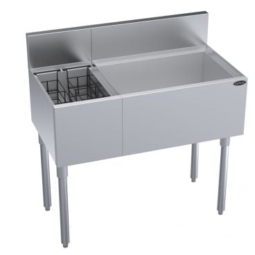 Krowne KR19-M36R-10 36"W x 19"D Underbar Multi-Station with 7 Circuit Cold Plate Ice Bin and Insulated Bottle Section