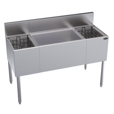 Krowne KR19-M48C-10 48"W x 19"D Underbar Multi-Station with 7 Circuit Cold Plate Ice Bin and Insulated Bottle Section