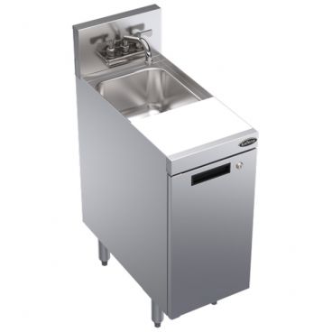 Krowne KR24-MC12-C Royal Series 12"L x 24"D Stainless Steel Underbar Speed Station With Locking Storage Cabinet, Dump Sink And Cutting Board