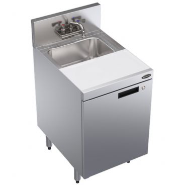 Krowne KR24-MC18-C Royal Series 18"L x 24"D Stainless Steel Underbar Speed Station With Locking Storage Cabinet, Dump Sink And Cutting Board