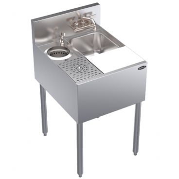 Krowne KR24-MS20 Royal Series 20"W x 24"D Stainless Steel Underbar Speed Station With Dump Sink, Dipperwell, Speed Rinser And Cutting Board