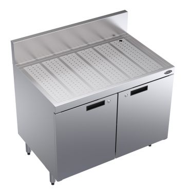 Krowne KR24-SD36 Royal Series 36"L x 24"D Stainless Steel Underbar Storage Cabinet With Drainboard Top And Two Doors
