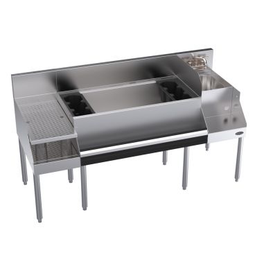 Krowne KR24-W60B-10 60"W x 24"D Underbar Workstation with Cold Plate and Recessed Drainboard