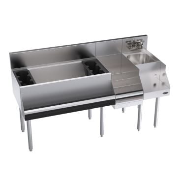 Krowne KR24-W60D-10 60"W x 24"D Underbar Workstation with Liquor Display and 10 Circuit Cold Plate