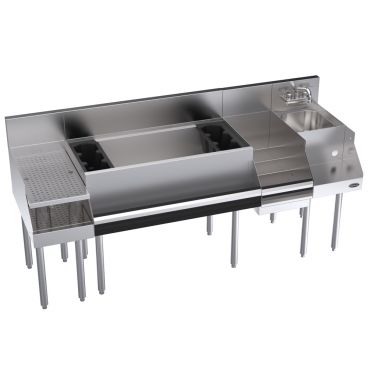 Krowne KR24-W72C-10 72"W x 24"D Underbar Workstation with Liquor Display and 10 Circuit Cold Plate