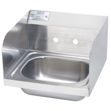 Krowne HS-26-LF Wall Mount 16" Wide Stainless Steel Hand Sink With Side Splashes On Left And Right Without Faucet, 6" Deep Bowl