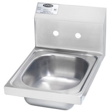 Krowne HS-9-LF Wall Mount 12" Wide Space Saver Stainless Steel Hand Sink Without Faucet, 6" Deep Bowl