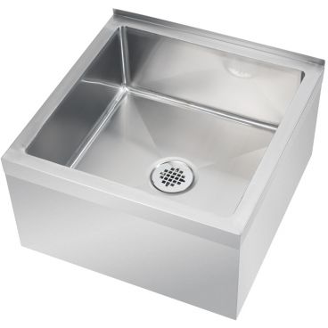 Krowne MS-2424 Silver Series 24" Wide Stainless Steel Floor Mop Sink With 21" x 21" x 9" Deep Bowl And 3 1/2" Diameter With 2" IPS Outlet