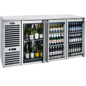 Krowne NS72L 72" Narrow Door Back Bar Storage Cabinet with Self-Contained Refrigeration on Left