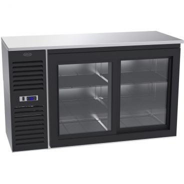 Krowne SD60L Left-Side Compressor 60" Wide 2-Section Black Vinyl Front 2 Glass Sliding Door R290 Hydrocarbon Self-Contained Refrigerated Insulated Back Bar Storage Cabinet, 115V 1/4 HP