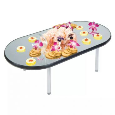 Lakeside 2264 Stackable Mirror Tray, 32"x16", Oval, Rimless, 9" Legs