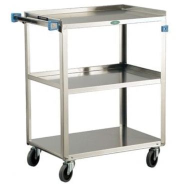 Lakeside 422 Stainless Steel 3-Shelf 19" Wide x 31" Long x 32" High 500-lb Capacity Rectangular Open Base All-Purpose Medium-Duty Utility Cart With 4" Swivel Casters