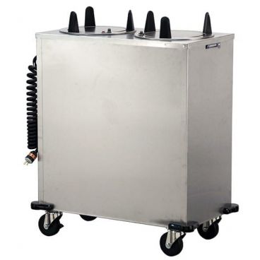 Lakeside 6206 Mobile Heated Two Stack Dish Dispenser Cabinet, 5-7/8"-6-1/2" Plates, 220/60/1