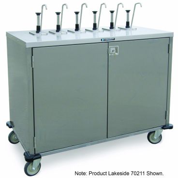 Lakeside 70271 EZ Serve Flat Top Condiment Cart with 12 Manual Pumps