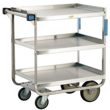 Lakeside 722 Stainless Steel 3-Shelf 19 3/8" Wide x 32 5/8" Long x 34 1/2" High 700-lb Capacity Rectangular Utility Cart With Casters