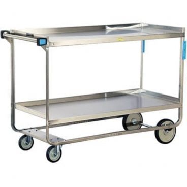 Lakeside 758 Stainless Steel 2-Shelf 22 3/8" Wide x 54 5/8" Long x 37" High 700-lb Capacity Rectangular Utility Cart With Casters