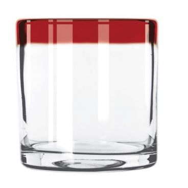 Libbey 92302R Aruba 12 oz. Rocks / Old Fashioned Glass with Red Rim - 12/Case
