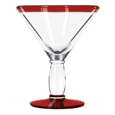 Libbey 92305R Aruba 10 oz. Martini Glass with Red Rim and Base - 12/Case
