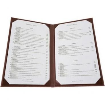 Winco LMD-814BN 8 1/2" x 14" Brown Leatherette Two Panel Menu Cover