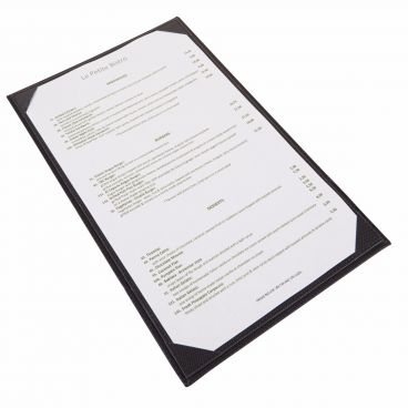 Winco LMS-814GY 8 1/2" x 14" Grey Leatherette Single Panel Menu Cover