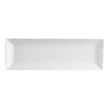 CAC China LON-51 15.75" x 4.13" x 1" Bone White Long Island Porcelain Rectangular Platter