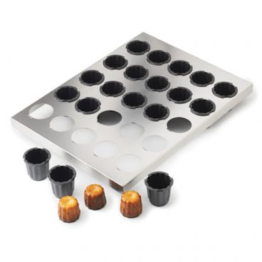 Matfer 347415 Exoglass 1-1/3" 30-Mold Cannelé Baking Set With Stainless Steel Tray And 30 Non-Stick Molds