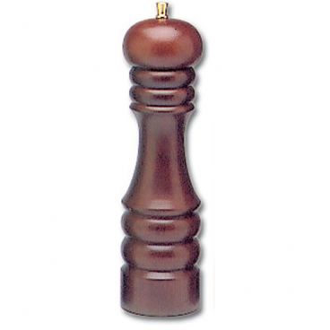Matfer 061481 Rustic 10 3/4" Tall Heavy Dark Lacquered Wood Pepper Mill With Tempered Steel Mechanism