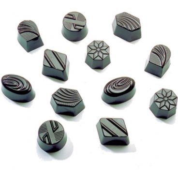 Matfer 380104 Round, Oval And Lozenge Assortment Shape 36-Piece Polycarbonate Sheet Chocolate Mold