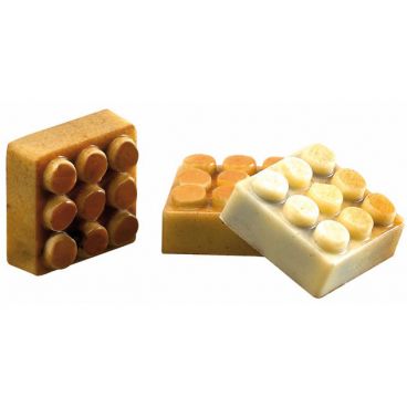 Matfer 383407 LEGO Piece 1 1/8" Long x 1 1/8" Wide x 1/2" High 24-Piece Per Sheet Polycarbonate Sheet Chocolate Mold