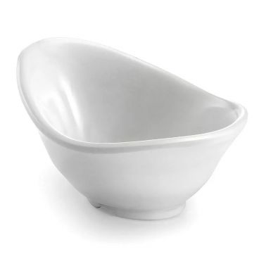 Tablecraft MB42 3 1/2 Ounce Frostone Collection White Melamine Wavy Oval Serving Bowl