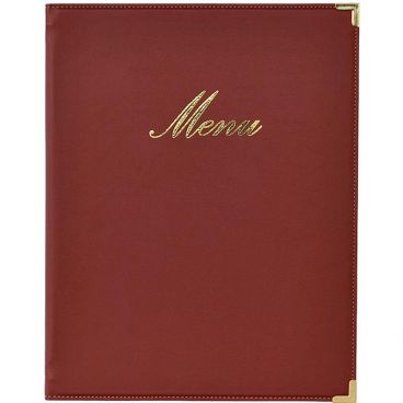 American Metalcraft MCCRLSWR Wine Red Securit Classic Faux Leather Menu Holder - 10" x 13"