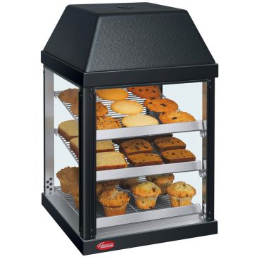 Hatco MDW-1X-120 Countertop 1-Door Full-Service Mini Display Warmer With 3 Adjustable Horizontal/Slanted Shelves And Tempered Glass Sides With Incandescent Lighting, 120V 470 Watts