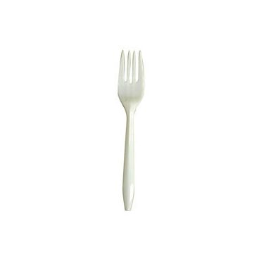 Merit ME-MBPMF-W Medium Weight White Plastic Fork
