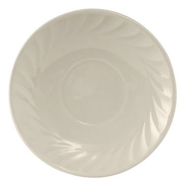 Tuxton MEE-056 Meridian 5 3/4" Diameter American White/Eggshell Swirl Rim China Saucer