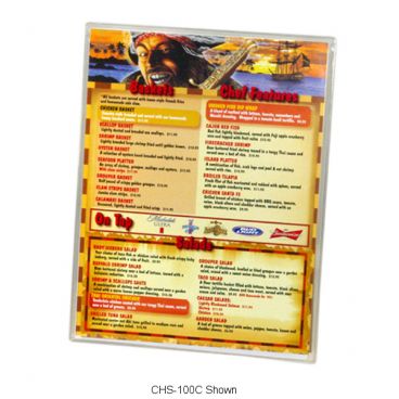 Menu Solutions CHS-100D 8 1/2" x 14" Single Panel / Two View Clear Heat Sealed Menu Cover