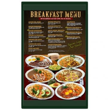 Menu Solutions K22D_GREEN Kent Series 8 1/2" x 14" Green Single Panel / Double-Sided Menu Board With Top And Bottom Strips