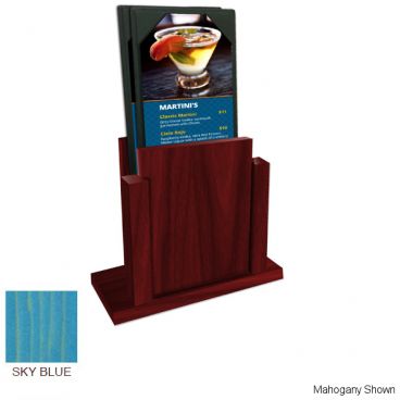 Menu Solutions WDMS-RI Sky Blue Wood Menu Holder with Menu Slot