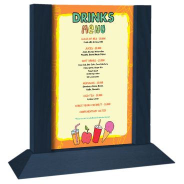 Menu Solutions WPF4S-A_DENIM BLUE Picture Frame 4" x 6" Denim Blue Colored Wood Table Tent With 4-Sided Angled Base