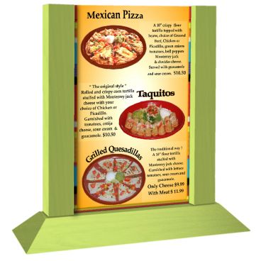 Menu Solutions WPF4S-B_LIME Picture Frame 5" x 7" Lime Colored Wood Table Tent With 4-Sided Angled Base
