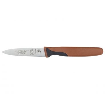 Mercer Culinary M23930BR Millennia 3" High Carbon Stainless Steel Paring Knife With Santoprene And Poly Brown Handle 