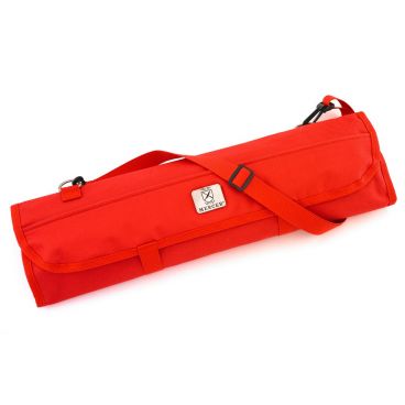 Mercer Culinary M30007RD Red 7 Elastic Pocket Heavy Duty Canvas Cutlery Knife Roll With Shoulder Strap