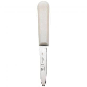 Mercer Culinary M33026A 3 1/4" Blade High Carbon Stainless Steel Clam Knife With White Textured Polypropylene Handle